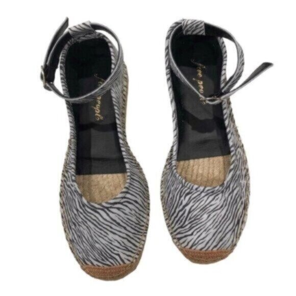 NWT Free People Black & Grey Zebra Print Bohemian Espadrilles EU38/US8 - Picture 6 of 15